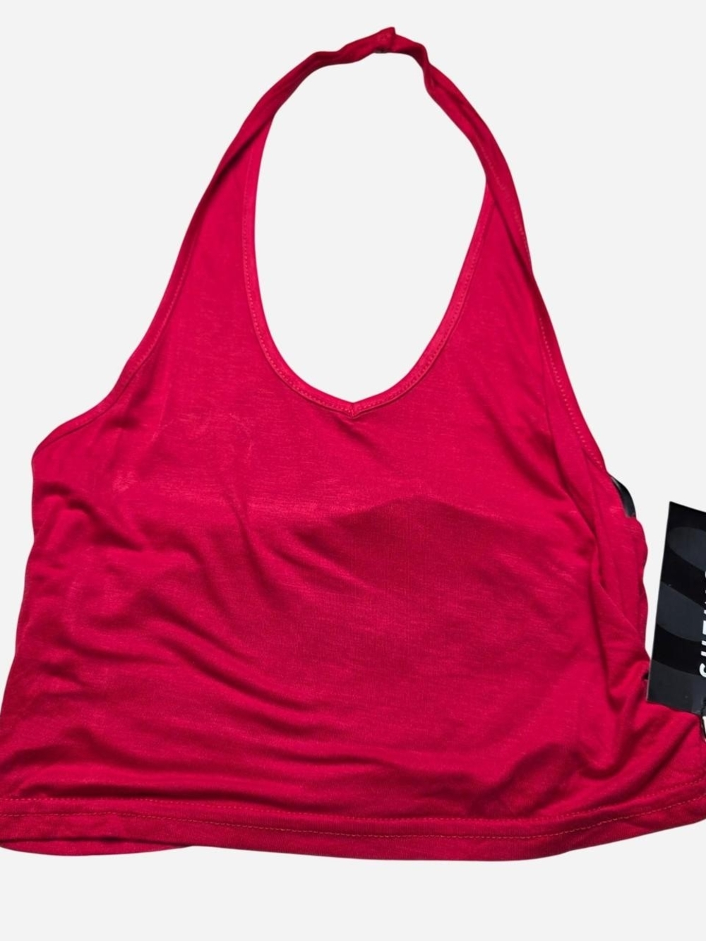 SHEIN Bright Red Halter Crop Tank Top